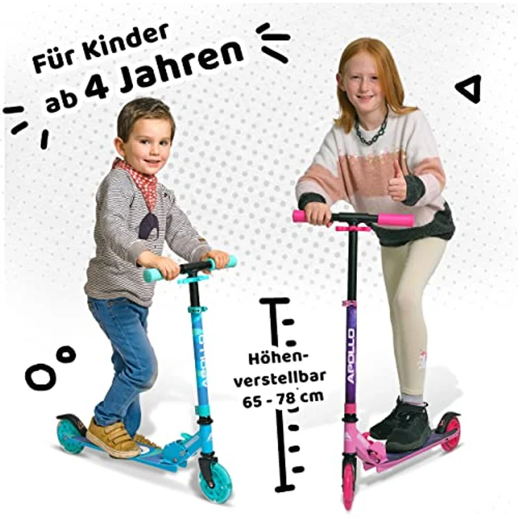 Apollo Scooter LED - Moonracer | City Scooter Kinder mit Federung | City Roller für Kinder klappbar | Tretroller Kinder ab 4 Jahre | sportlicher Cityroller | verstellbar, perfekt als Kinder Roller – Bild 5