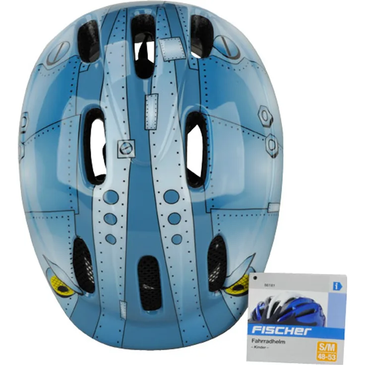 Fischer Fahrradhelm Kinder Robo Uni S/M blau, mit verstellbarem Innenring und Insektengitter