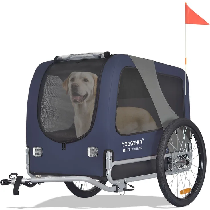 TIGGO DOGGYHUT® Fahrradhundeanhänger für mittelgroße und große Hunde, wasserdicht, mit 20" Luftbereifung, farbe schwarz
