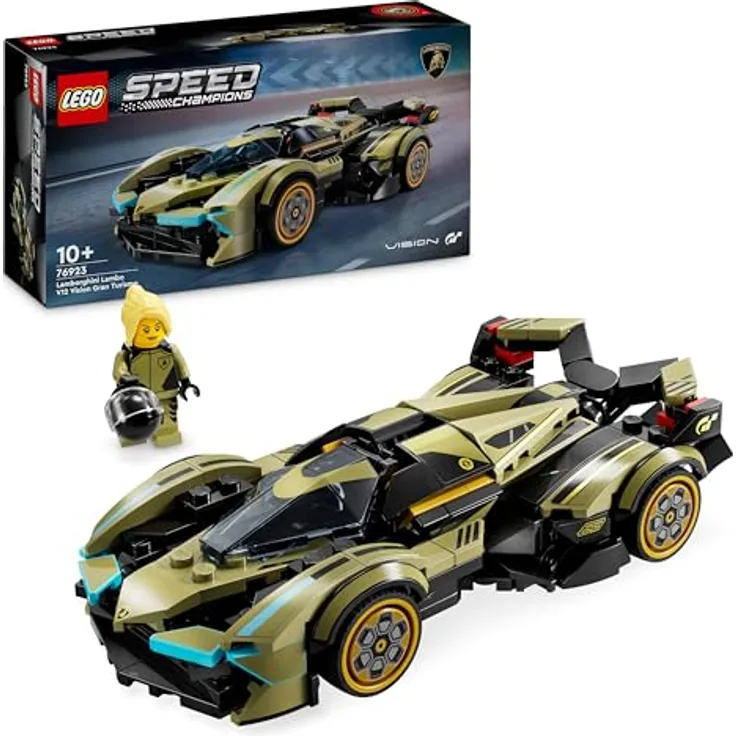 LEGO Speed Champions Lamborghini Lambo V12 Vision GT Supersportwagen, Spielzeugauto mit Minifigur und authentischen Details, für Kinder und Gamingfans 76923