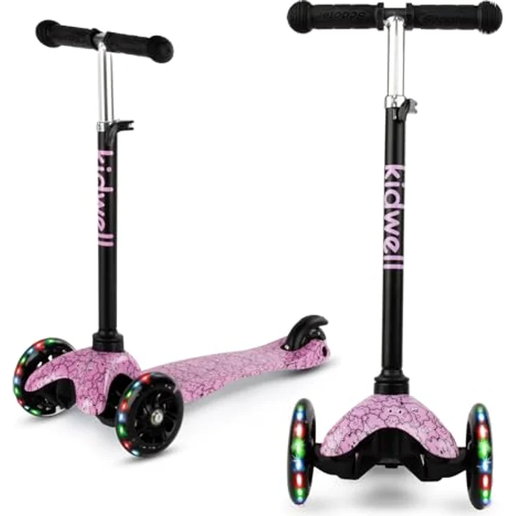 COIL Dreiradscooter, Kinderroller, Tretroller, Dreirad-Balance-Roller, Cityroller, ABEC-7-Lager, 3-stufige Lenkradverstellung, LED-Räder, Clouds – Bild 3