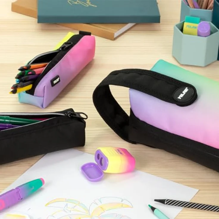 Milan Multi-Federmäppchen Etui mit 4 Federmäppchen, Sunset + Black – Bild 4