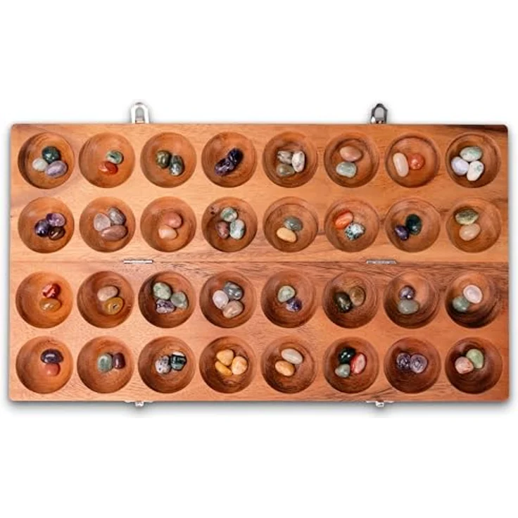 Logoplay Hus Spiel mit Metallverschlüssen Silber – Edelstein-Brettspiel für 2 Spieler – 75 bunte Edelsteine, handgefertigt aus Samena-Holz – Bild 3