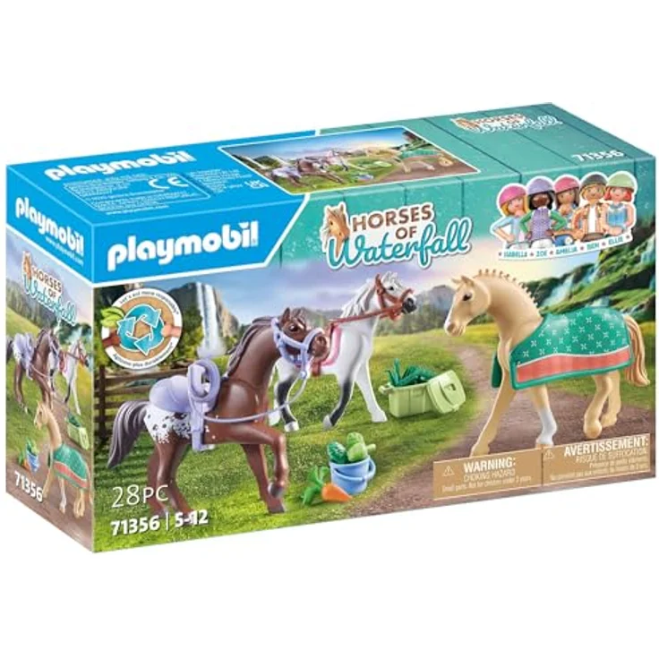 PLAYMOBIL Horses of Waterfall 71356 3 Pferde: Morgan, Quarter Horse & Shagya Araber, Tierisches Trio für spannende Reitabenteuer, nachhaltiges Spielzeug für Kinder ab 5 Jahren – Bild 3