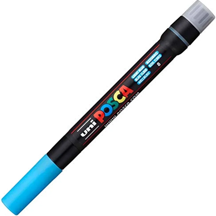 uni-ball POSCA 181643, Farbmarker mit Pinselspitze, hellblau, wasserbasiert und geeignet für alle Oberflächen – Bild 1