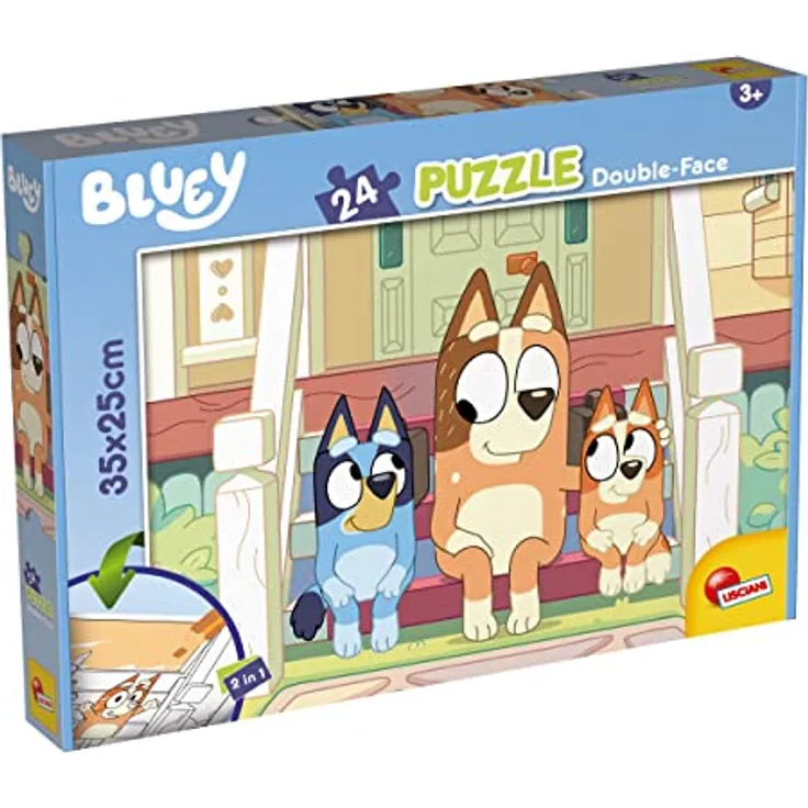 Lisciani BLUEY Puzzle, 24-teiliges 2-in-1-Puzzle mit Ausmalrückseite, doppelseitig, fördert Kreativität, 35 x 25 cm, ab 3 Jahren