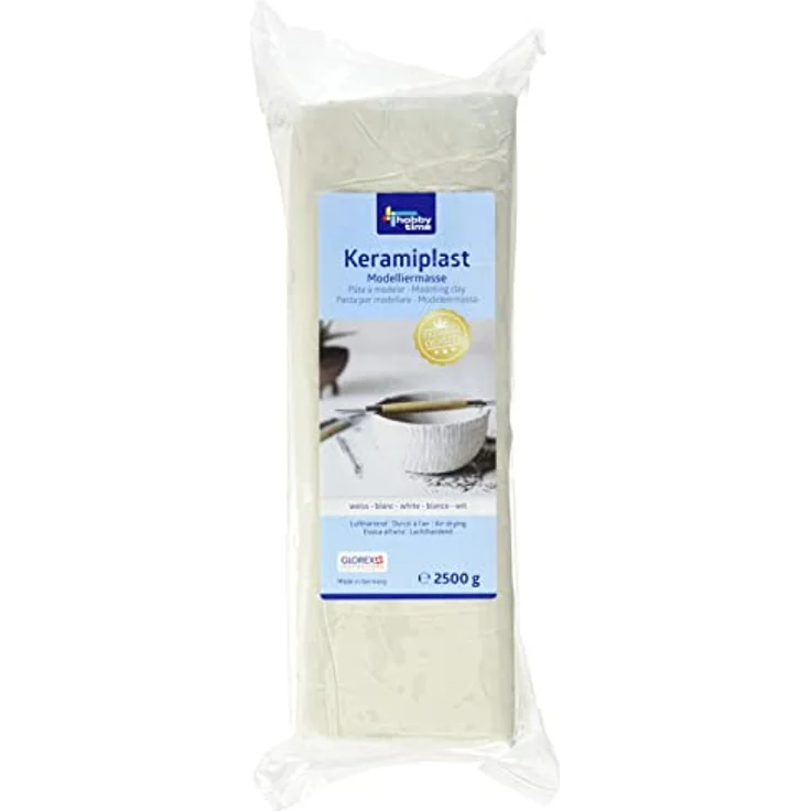Glorex 6 8070 301 - Keramiplast, lufthärtende Modelliermasse, weiß , ca. 2500 g, gebrauchsfertig und geschmeidig, hergestellt auf natürlicher Basis – Bild 2