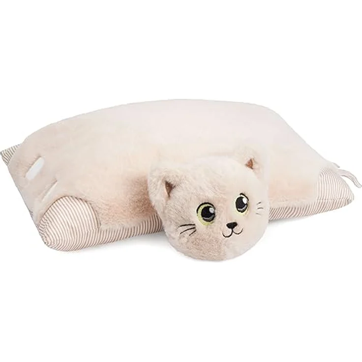 BRUBAKER Kuscheltier Katze - 2 in 1 Kuschelkissen 40 x 30 cm, Beige/Braun, Polyester, für Kinder und Erwachsene geeignet – Bild 3