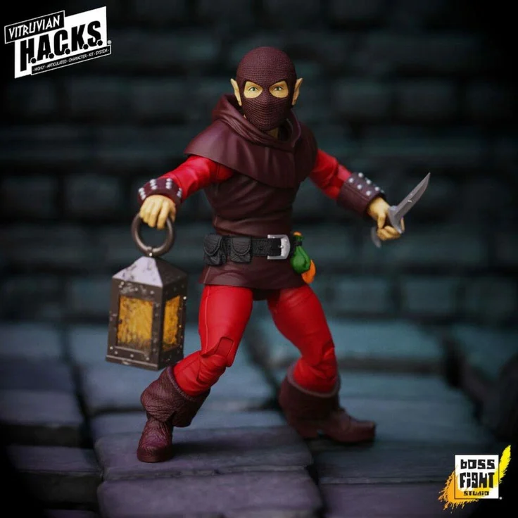 Boss Fight Studio Vitruvian H.A.C.K.S. Actionfigur Halfling Scout Dwynn Dellos, hochdetailliert aus Kunststoff, 10-15 cm, inkl. Zubehör im Blister