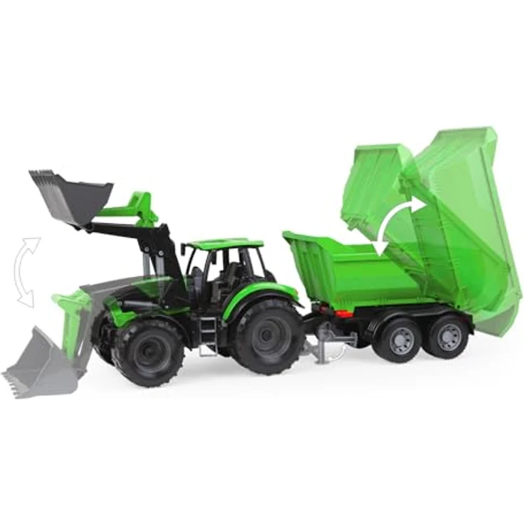 Lena WORXX Traktor Deutz-Fahr Agrotron 7250 TTV, Spielzeugfahrzeug mit Anhänger, verstellbarer Traktorschaufel und verriegelbarer Kippmulde, 74 cm, für Kinder ab 3 Jahren – Bild 2