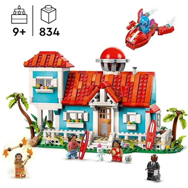 LEGO ǀ Disney Das Strandhaus aus „Lilo und Stitch“ - Bauspielzeug mit 6 Zimmern, Sternwarte, Raumschiff und 5 Minifiguren - Geburtstagsgeschenk für Mädchen & Jungen ab 9 Jahren und Fans 43268 – Bild 2
