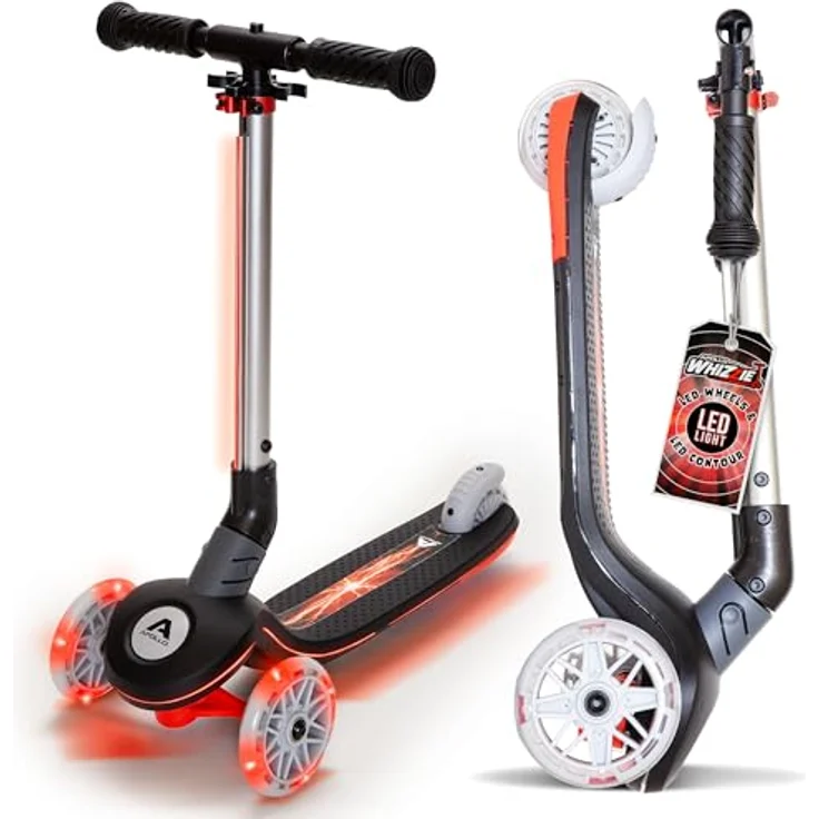 Apollo Whizzie LED Kinderroller, höhenverstellbarer Dreiradscooter mit rutschfester Trittfläche, für Kinder ab 3 Jahren, bis 60 kg belastbar – Bild 1
