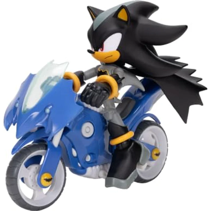 Sonic The Hedgehog DC x Sonic Shadow als Batman & Batcycle Actionfiguren-Set, 13 cm große Shadow-Actionfigur mit 22 Bewegungspunkten und interaktivem Fahrzeug mit beweglichen Rädern und Ständer – Bild 5