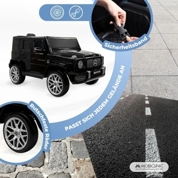 Mobiclinic Mercedes Benz Elektroauto, Kinder-Elektrofahrzeug mit 12V Akku, USB, Bluetooth, UKW-Radio, schwarz – Bild 7