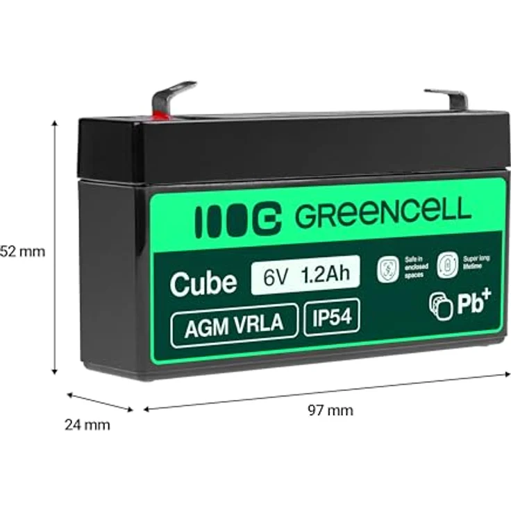 Green Cell® AGM 6V 1.2Ah Bleiakku, wartungsfreie VRLA Batterie für Elektro-Spielzeuge, Alarmsysteme und Medizintechnik, zyklenfest und vibrationsresistent – Bild 2