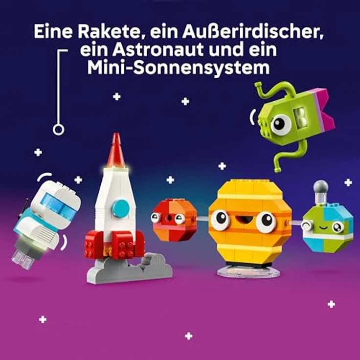LEGO Classic Kreative Weltraumplaneten, baubares Sonnensystem-Modell für Kinder, Weltraum-Spielzeug mit Rakete, Raumschiff, Planeten und Alien, Geschenk für Kinder, Jungs und Mädchen ab 5 Jahren 11037 – Bild 3