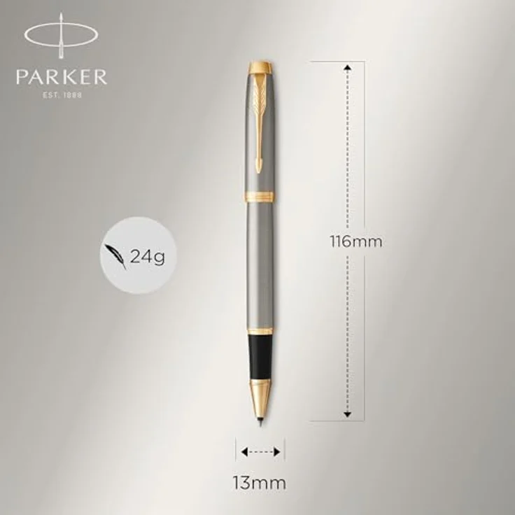 Parker Pen IM Brushed Metal G.C., hochwertiger Schreibstift mit Edelstahlfeder, Silber – Bild 3