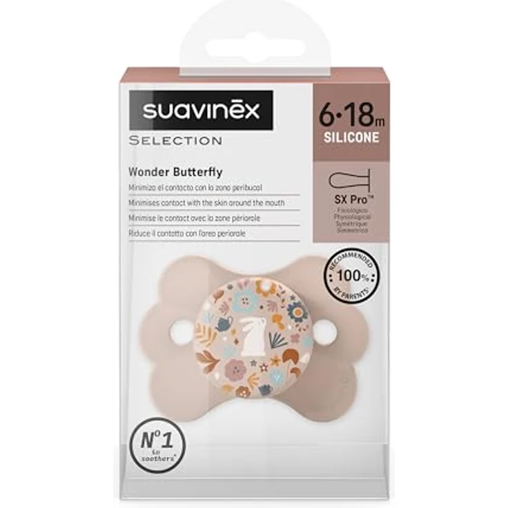 SUAVINEX Schnuller für Babys 6-18 Monate, mit physiologischem Silikon-Sauger SX Pro, flacher Sauger, rosa – Bild 3