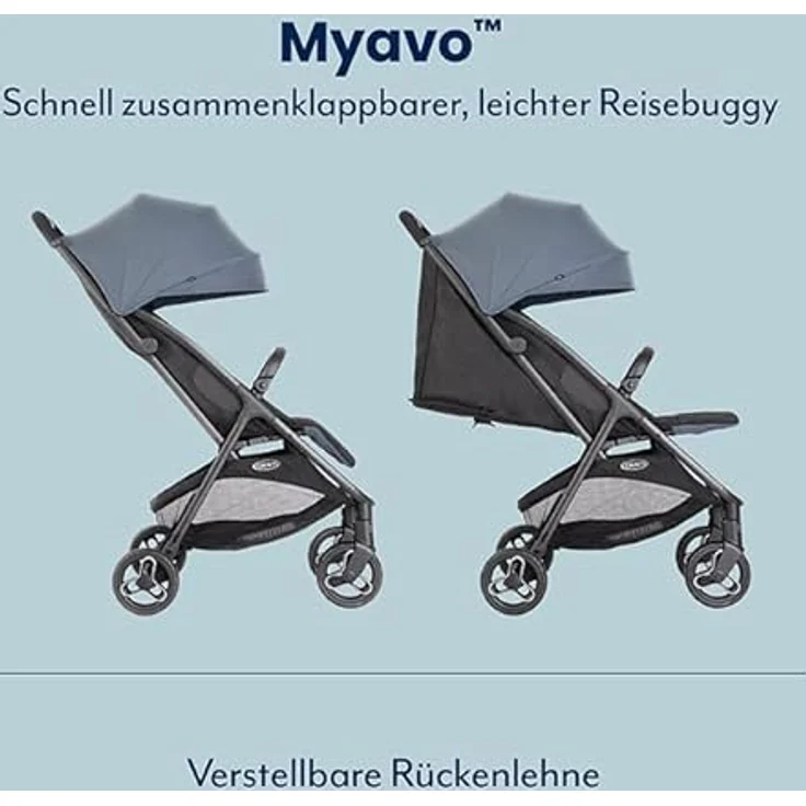 Graco Myavo Buggy- & Sportwagen, leicht und belastbar bis 22 kg, mit Liegefunktion, Regenschutz und abnehmbaren Rädern - Stormy, inkl. Gratis Mobilitätsgarantie – Bild 4