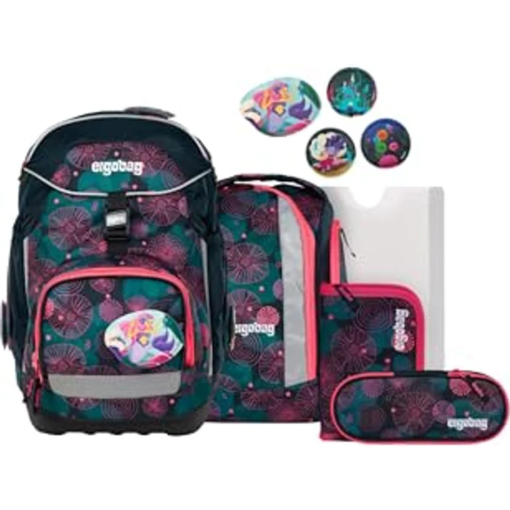 ergobag pack Set, ergonomischer Schulrucksack 6-teilig, flexibel, für 1. Klasse, wasserdicht, kinderleichte Ordnung, individuelle Gestaltung, für Jungen und Mädchen – Bild 1