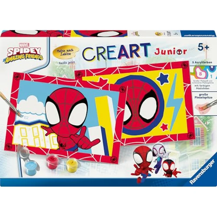 Ravensburger CreArt 23949 Spidey-Malen nach Zahlen Spiderman für Kinder 5-7 Jahre, mit hochwertigen Acrylfarben – Bild 2
