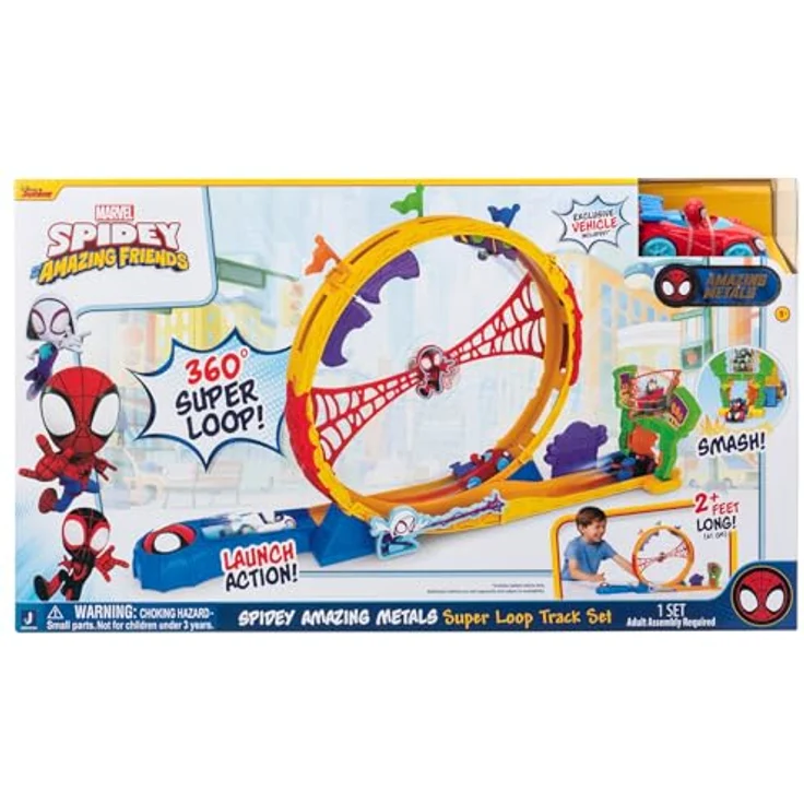Spiderman Spidey 61 cm Looping Rennbahn, inklusive exklusivem Diecast-Fahrzeug für Kinder ab 3 Jahren – Bild 3