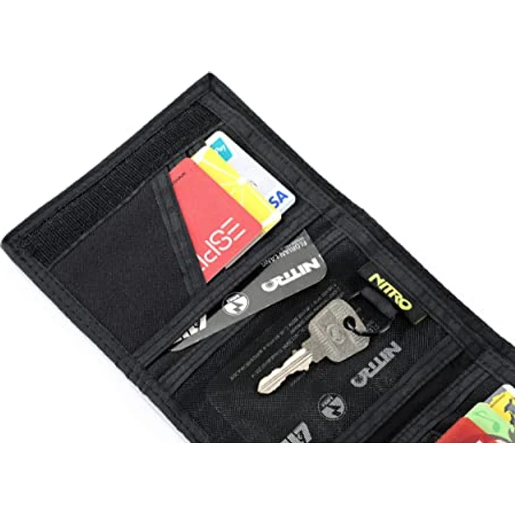 NITRO Wallet, Geldbörse für Kinder, Tough Black, mit Kleingeldfach, 2 Fächern für Scheine, 6 Kreditkartenfächern und Schlüsselring – Bild 9