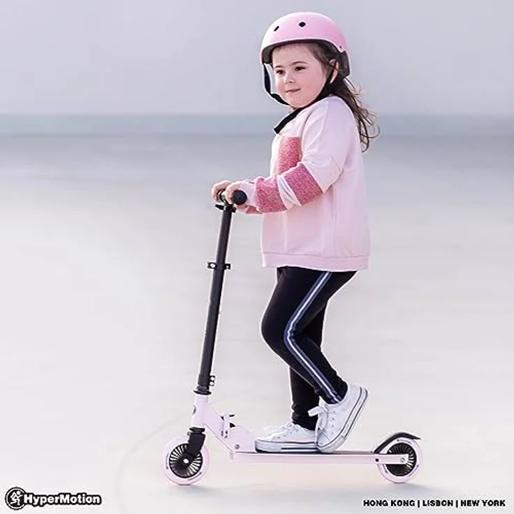 HyperMotion Willy Kinder-Zweirad-Scooter – faltbar, höhenverstellbar, Polyurethan-Räder, rosa – Bild 5