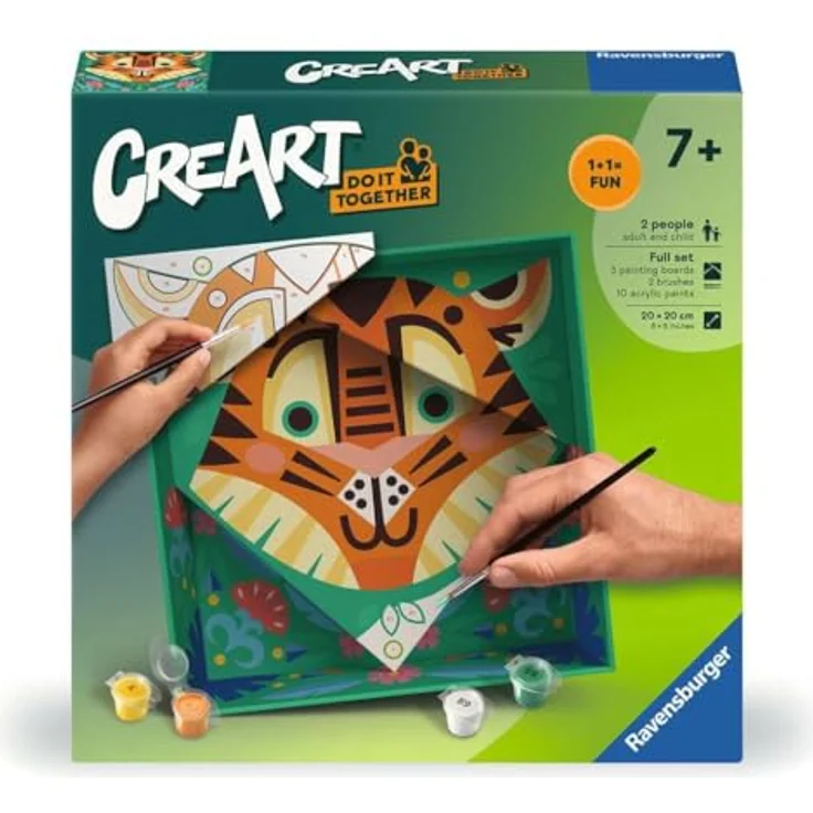 Ravensburger Malen nach Zahlen CREART Do it together Tiger, Malset mit 3 Maltafeln und Acrylfarben, für Kinder ab 7 Jahren – Bild 2