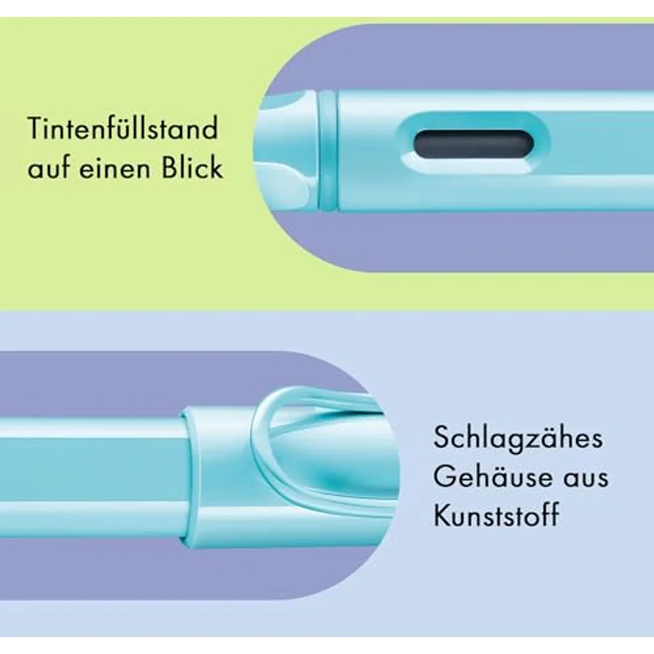 Lamy Füller Safari Aquasky F, ergonomisches Design mit polierter Stahlfeder, nachfüllbar, blau – Bild 4