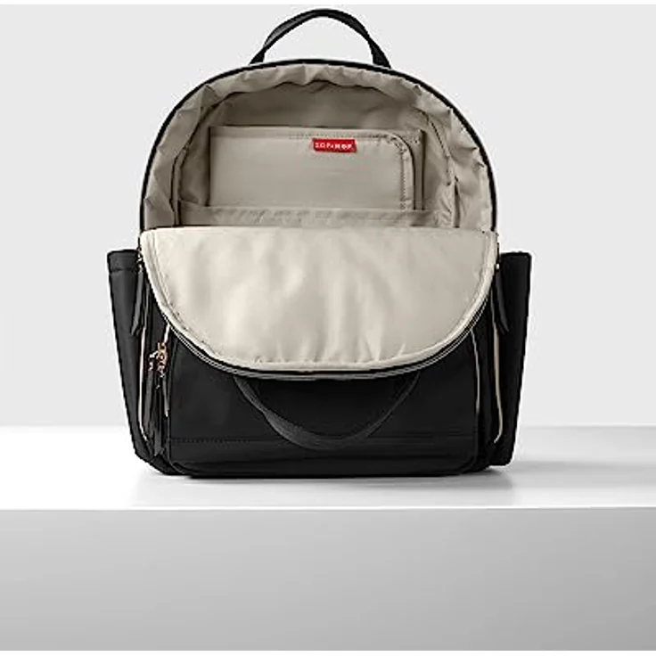 Skip Hop Envi Luxe Eco Wickelrucksack, schwarz, nachhaltig aus recycelten Materialien, 10 Taschen und Fächer, leicht zugängliches Fach für Feuchttücher – Bild 16