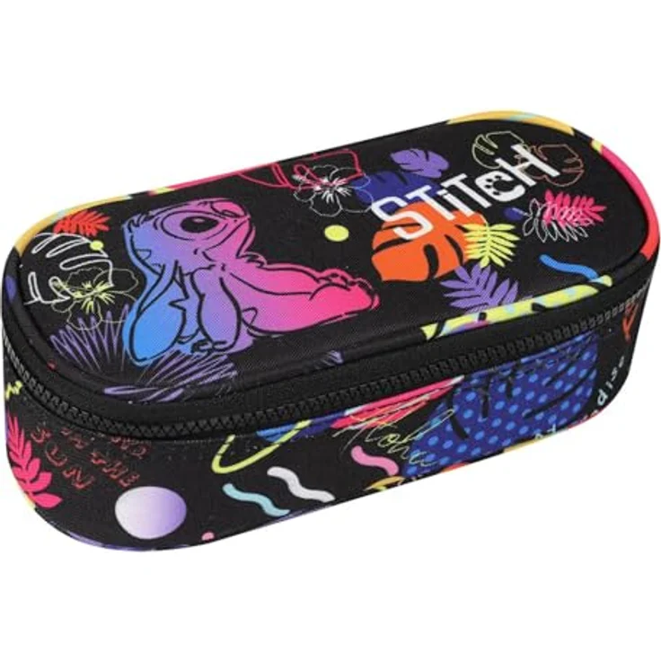 CoolPack Campus Federtasche Stitch, oval gepolstert mit Innenklappe Organizer, robustes Etui 1 Fach 23×9×5 cm für Schule, Motiv: Zeichentrickfigur – Bild 1