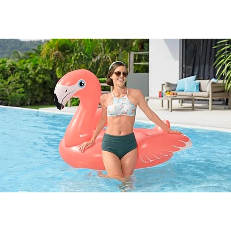 Bestway Schwimmtier Flamingo, 148 x 127 x 99 cm, 1 Person, Color Shield Beschichtung, Robuste Haltegriffe, Sicherheitsventile, Strapazierfähiges PVC, Lebendiges Design – Bild 3