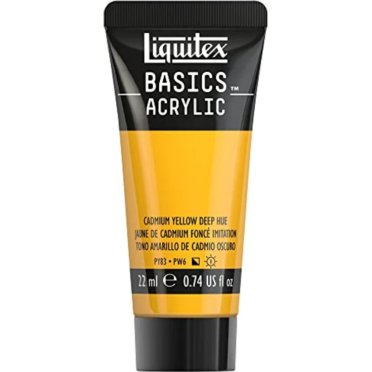 Liquitex Basics Acrylfarbe, Kadmiumgelb Dunkel, 22 ml Tube, lichtecht, mittlere Viskosität, seidenglänzend, monopigmentiert, Archivqualität – Bild 1