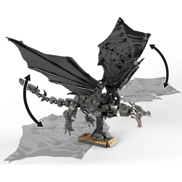 MEGA Skyrim Actionfigur Bauspielzeug, Alduin der Weltenfresser mit 619 Teilen und Dragonborn-Figur, für Sammler, HXR98 – Bild 4