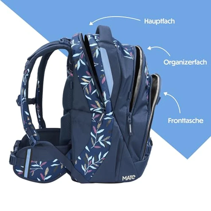 coocazoo Schulrucksack Mate, 44 cm, ergonomisches Easy Grow System, Boho Glam, 4 Fächer, leicht und wasserabweisend – Bild 3