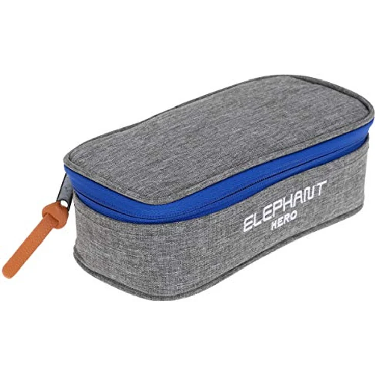 Elephant Federmäppchen Box Hero Signature 12719, formstabil, grau-blau, mit Reißverschluss und viel Stauraum – Bild 1