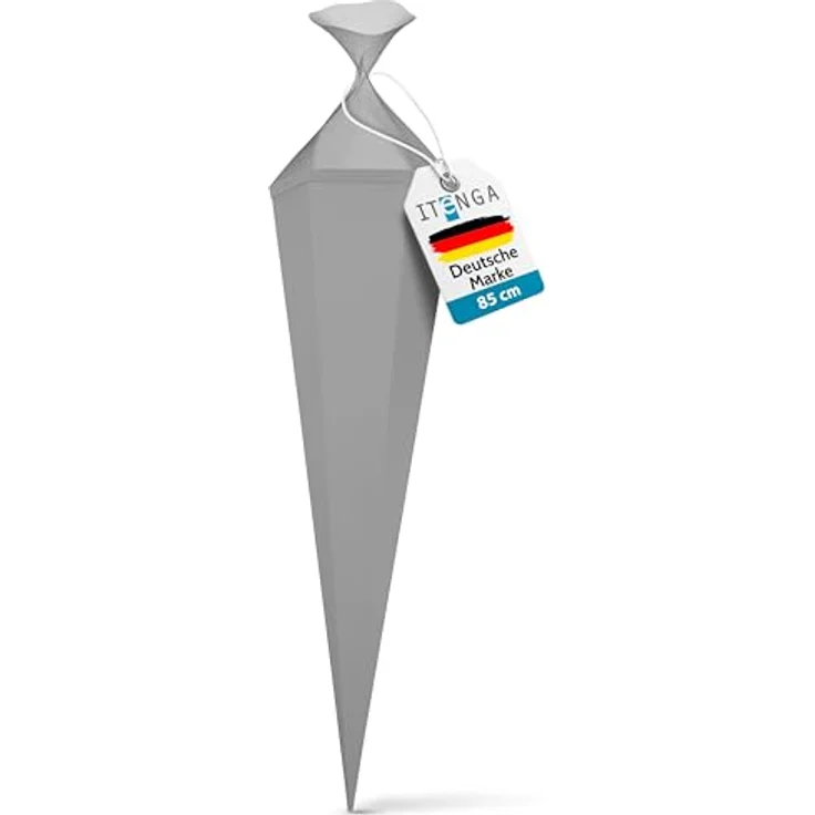 itenga Bastelschultüte Schultütenrohling Zuckertüte Schultüte eckig 85 cm mit Tüllverschluss (grau) – Bild 2
