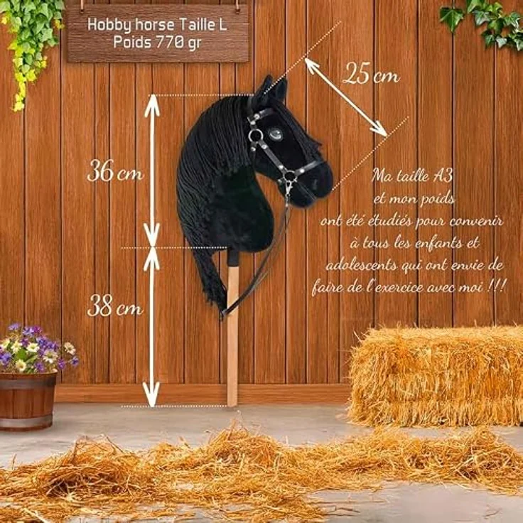 Hobby Horse Land Black Star A3, Steckenpferd mit Trense und Set Blau, langlebige Stoffe, für Kinder ab 5 Jahren – Bild 4
