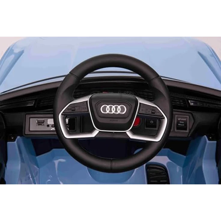 Beneo Motors Elektrisches Kinderauto Audi E-tron Sportback 12V, blau, mit breitem Einzelsitz, Dreipunkt-Sicherheitsgurt, 2,4 GHz Fernbedienung, USB/AUX-Eingang, Federung und LED-Beleuchtung – Bild 2