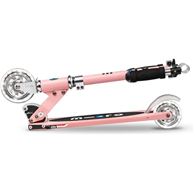 MICRO micro Sprite LED Kinder Kinderscooter | Cityroller mit LED-Rollen | klappbar und höhenverstellbarer Lenker | ab 5 J. | Tretroller Farbe neon Rose – Bild 4