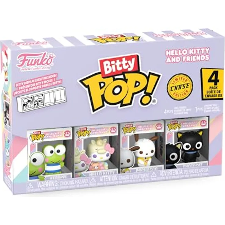 Funko Bitty Pop! Sanrio Keroppi 4PK mit Überraschungs-Mini-Figur, 0.9 Inch (2.2 cm) Hello Kitty Sammlerstück, inkl. stapelbarem Display-Regal, ideale Geschenkidee für Party-Tüten und Strümpfe
