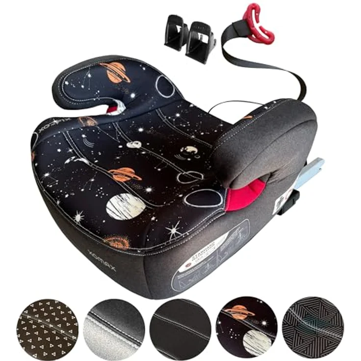 XOMAX Kindersitzerhöhung KBH313 mit ISOFIX, gepolstert, ECE R129, für 6 bis 12 Jahre, sportliches Design mit Armlehnen – Bild 9