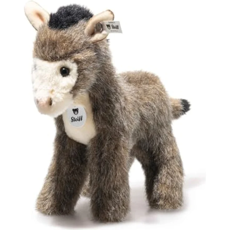 Steiff Kuscheltier Esel Asinus 17 cm, braun/grau, weiches Plüsch, mit Knopf im Ohr – Bild 1