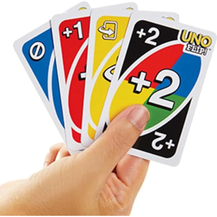 Mattel Games UNO Flip, Klassisches Kartenspiel in robuster Metalldose mit beidseitig bedrucktem Deck und neuen Aktionskarten, für die ganze Familie, GDG37 – Bild 4