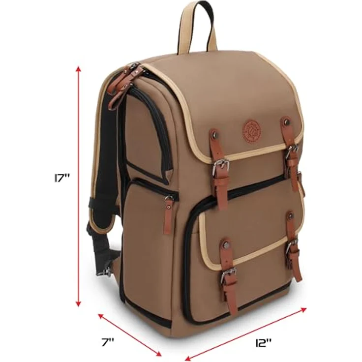 ENHANCE Sammelkarten-Aufbewahrungsbox Rucksack in voller Größe, Platz für Kartenordner und TCG-Zubehör, mit Spielmattenhalter und Regenschutz, hellbraun – Bild 2