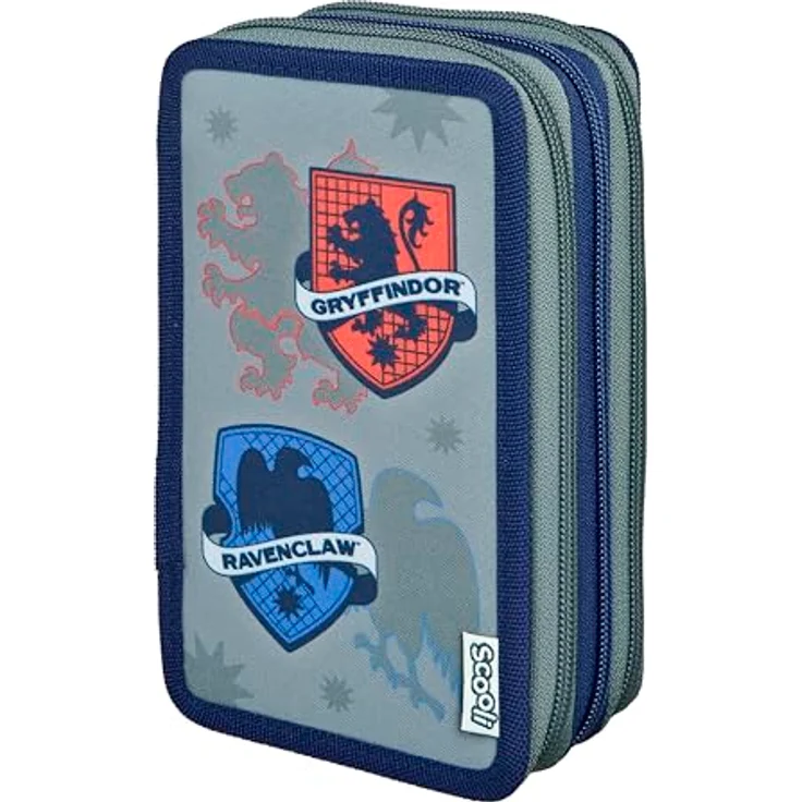Scooli Tripledecker Harry Potter, Gefülltes Schüleretui mit 21 Buntstiften und Zubehör, ergonomisch geformt, robust und langlebig, ideal für Schule und Freizeit, ab 6 Jahren – Bild 1