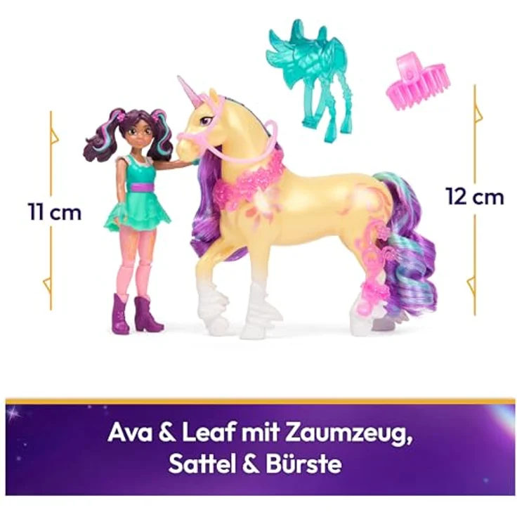 Spin Master Anziehpuppe Unicorn Academy - Ava & Einhorn Leaf, 12 cm mit echter Mähne und beweglichen Gelenkpunkten – Bild 3