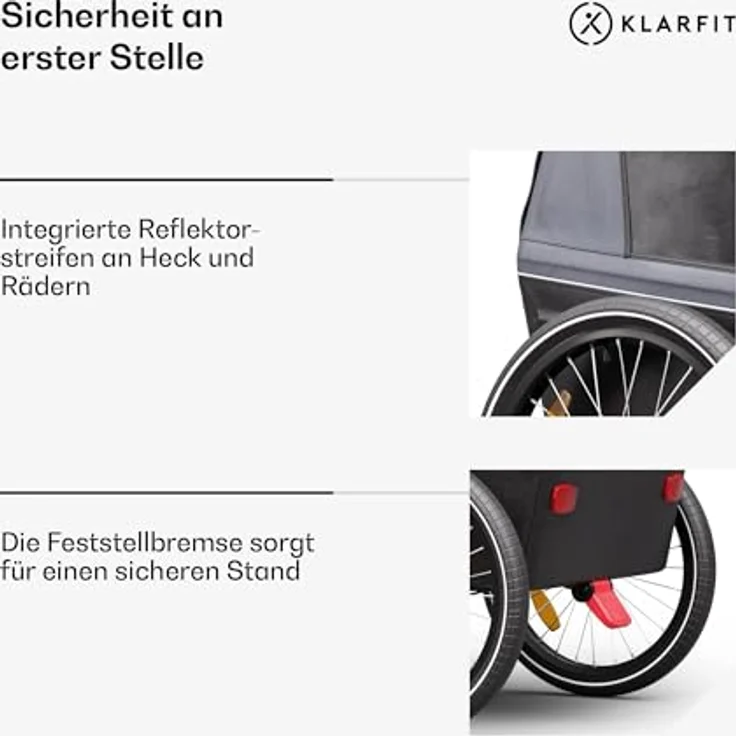KLARFIT Fahrradkinderanhänger GoKiddo, Wetterfest, klappbar, Stahl, 20-29 Zoll – Bild 6