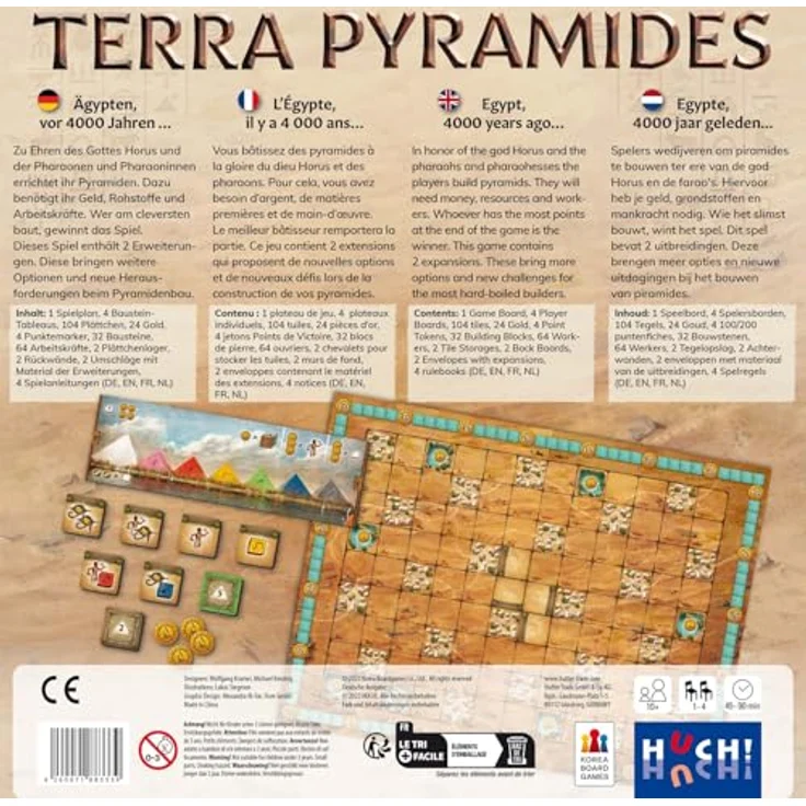 HUCH! Brettspiel Terra Pyramides, Strategiespiel mit Erweiterungen für den Pyramidenbau – Bild 3